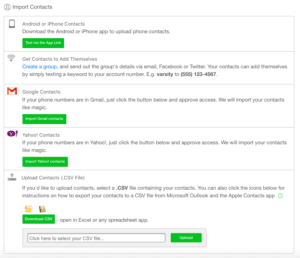 Importing contacts into SendHub's contact database